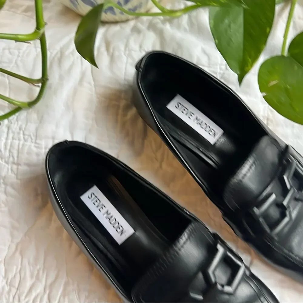 Steve Madden Ryann Black Leather Loafers